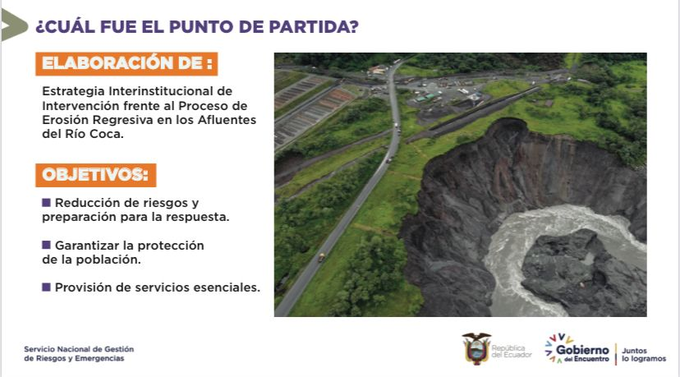 SNGRE socializa acciones ejecutadas tras la erosión del río Coca a la Asamblea Nacional